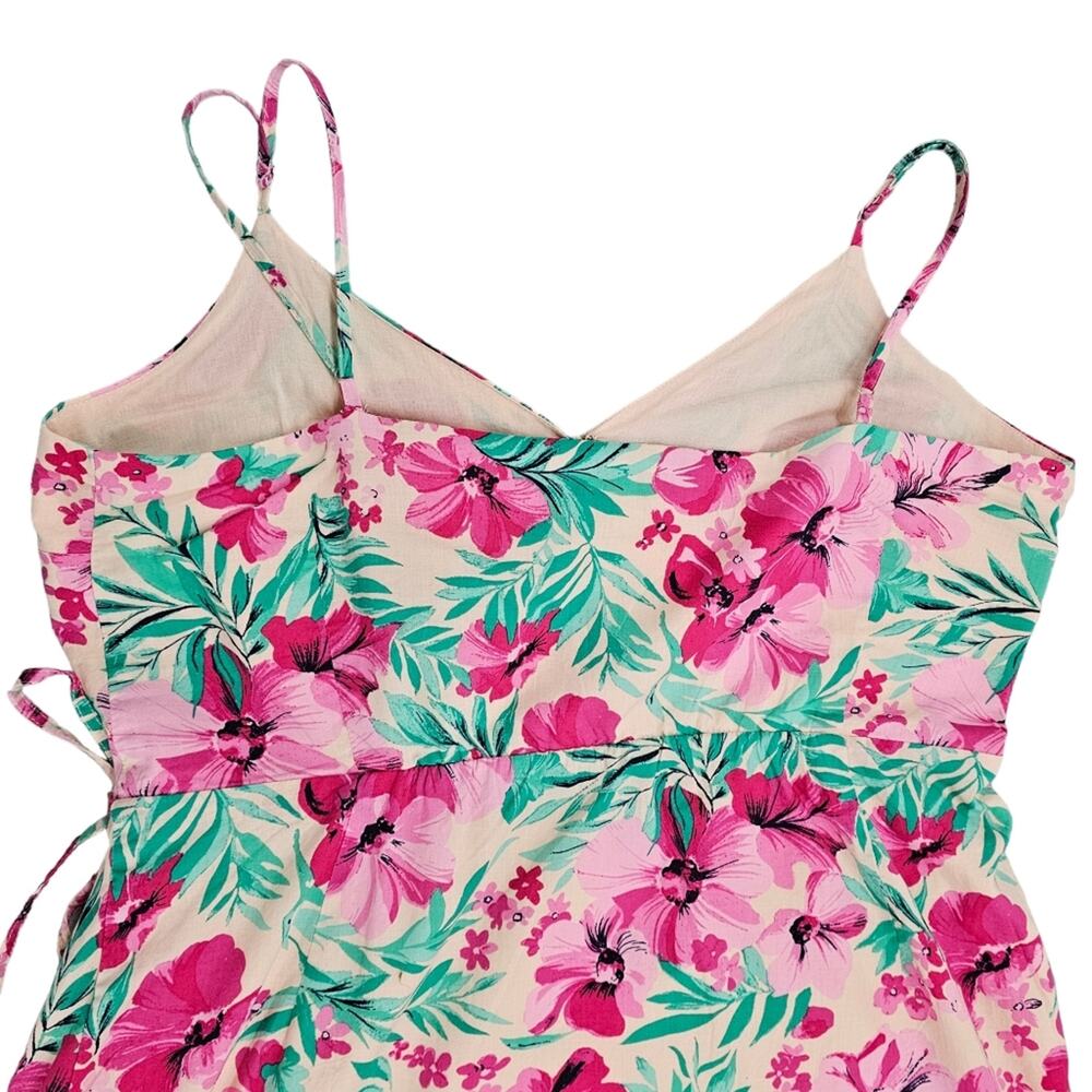 J Crew Dress Womens Size 12 Floral Wrap Midi Length Sleeveless Pink Green - Picture 7 of 16
